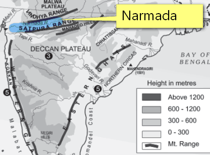 Map Narmada elevation