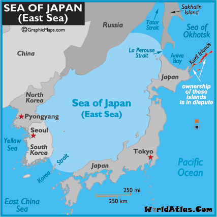 Map sea of japan or japan sagar