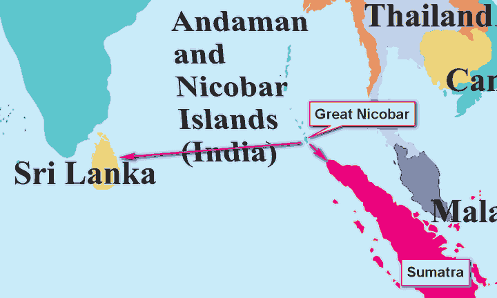 Map Nicobar to Sumatra